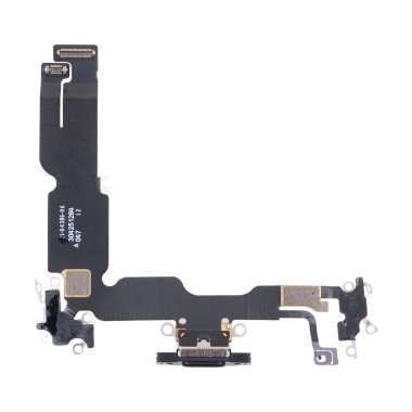 Шлейф для Apple iPhone 15 Plus на разъем зарядки/микрофон (черный) — 2
